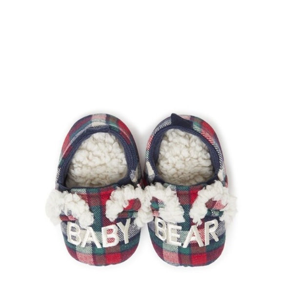 Deerfoams Other - DearFoams Baby Bear Plaid Slippers Warm Cozy Sherpa Lining & Indoor/Outdoor Sole